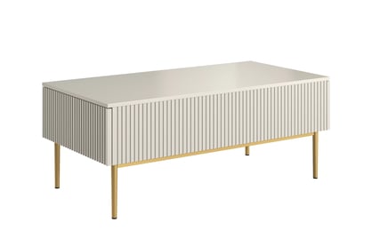 Kávový stolík Nicole 120 cm so zásuvkami - kašmír / zlaté nohy