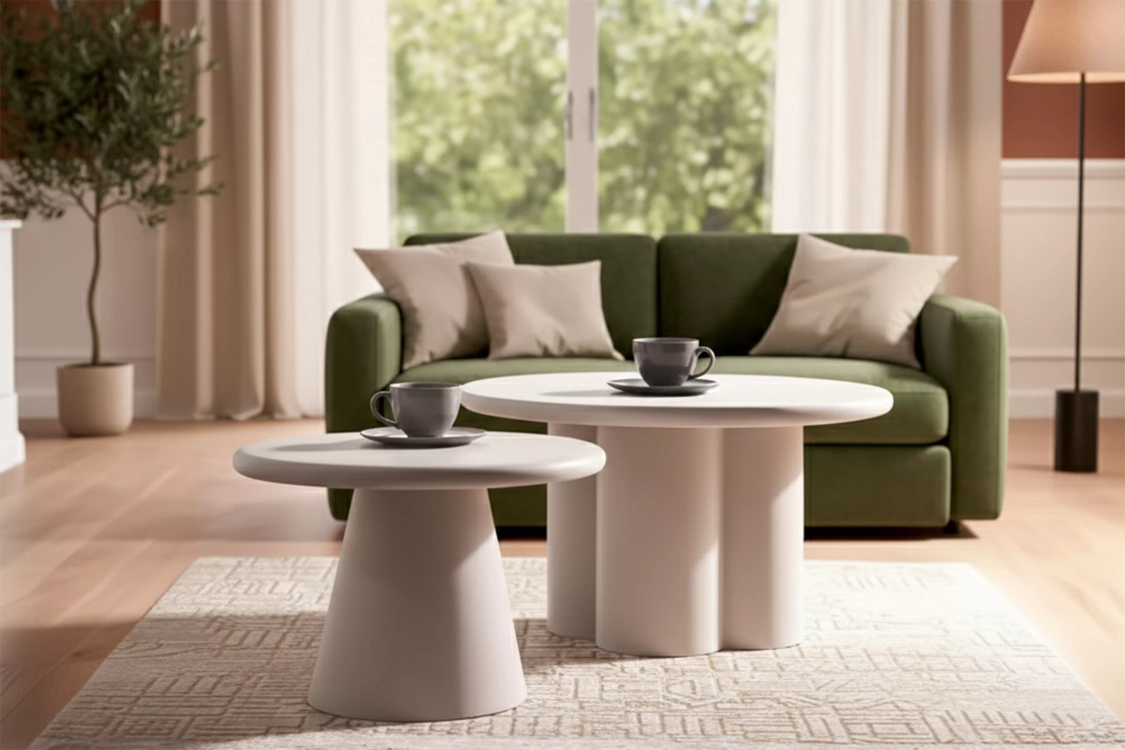 Okrúhly konferenčný stolík Clav 60 cm - svetlošedý Stolík kawowy okragly Clav 60 cm - svetlý šedý