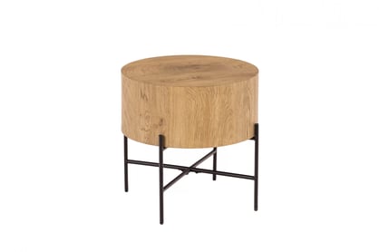 Okrúhly konferenčný stolík Liviano - 45 cm s kovovými nohami - prírodný dub / čierny