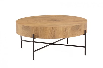 Kulatý konferenční stolek Liviano 80 cm - přírodní dub / černá