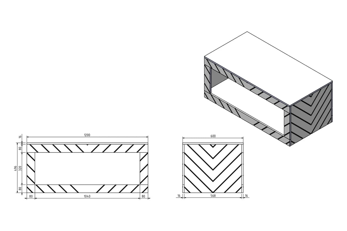 Konferenční stolek Parisja 120 cm - grafitový lesk Konferenční stolek Paris - Grafitový lesk - Rozměry