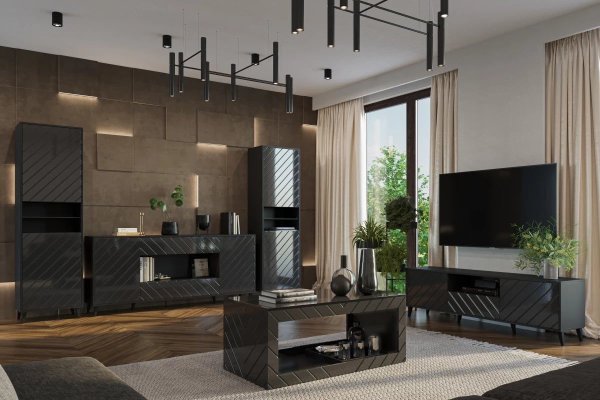 Konferenční stolek Parisja 120 cm - grafitový lesk Konferenční stolek Paris - Černý lesk - Aranžace