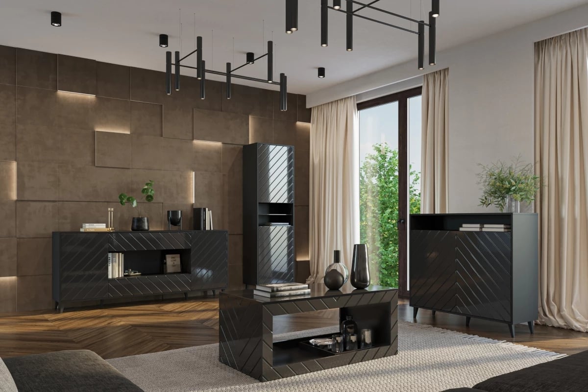 Konferenční stolek Parisja 120 cm - grafitový lesk Konferenční stolek Paris - Černý lesk - Aranžace 2