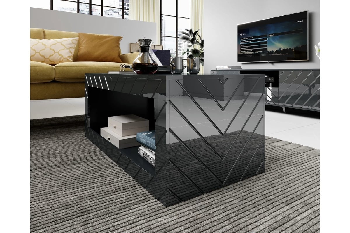 Konferenční stolek Parisja 120 cm - grafitový lesk Kávový Stolek do obývacího pokoje