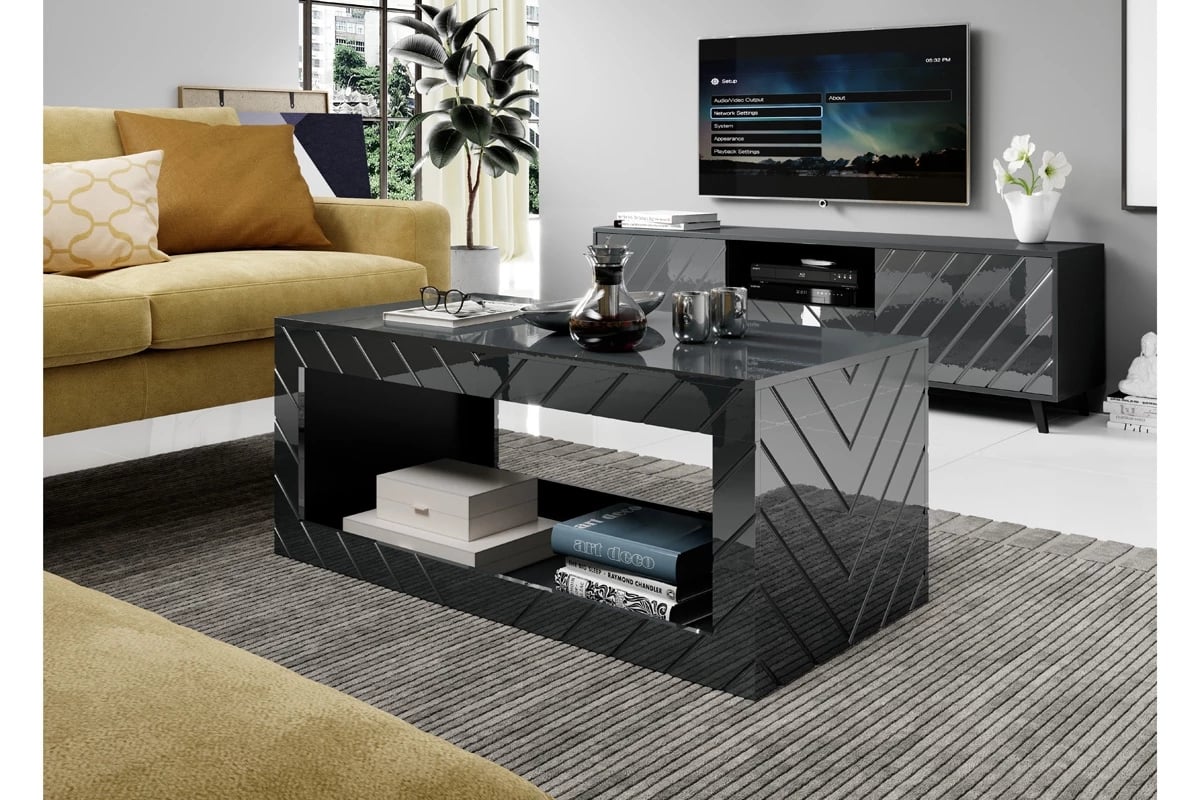 Konferenční stolek Parisja 120 cm - grafitový lesk Kávový Stolek