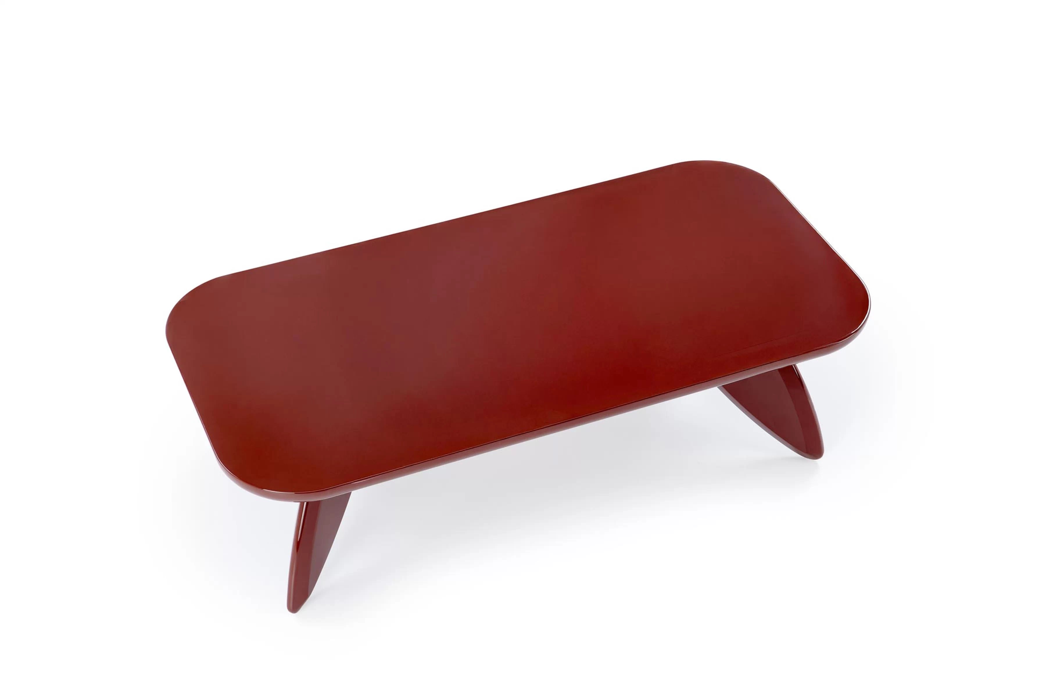 Obdĺžnikový konferenčný stolík Lumis 120 cm - bordový Stolík kawowy prostokatny Lumis 120 cm - bordová