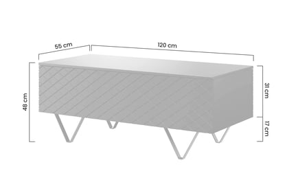 Konferenčný stolík Scalia 120 2K s úložným priestorom - biely mat / čierny nožičky - Limitovaná ponuka Konferenčný stolík Scalia 120 2K s úložným priestorom - biely mat / čierny nožičky