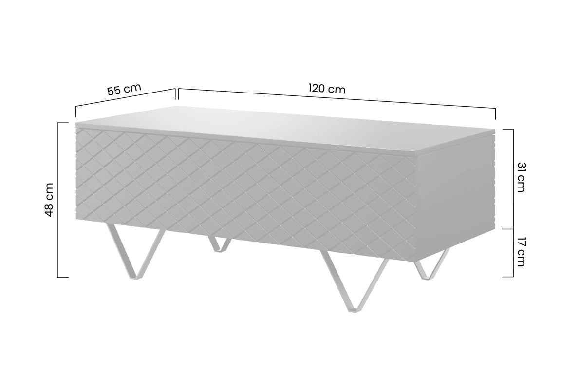 Konferenčný stolík Scalia 120 2K s úložným priestorom - labrador mat / čierny nožičky - Limitovaná ponuka Konferenčný stolík Scalia 120 2K s úložným priestorom - labrador mat / čierny nožičky