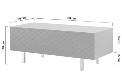 Konferenční stolek Scalia II 120 cm 2K s úložným prostorem - bílý mat / černé nohy - Omezená nabídka stolek kawowy Scalia II 120 2K s úložným prostorem - bílý mat / černá Nohy