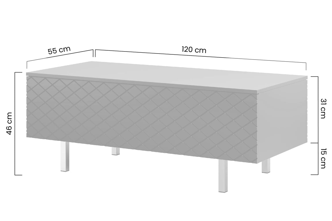 Konferenční stolek Scalia II 120 cm 2K s úložným prostorem - bílý mat / černé nohy - Omezená nabídka stolek kawowy Scalia II 120 2K s úložným prostorem - bílý mat / černá Nohy