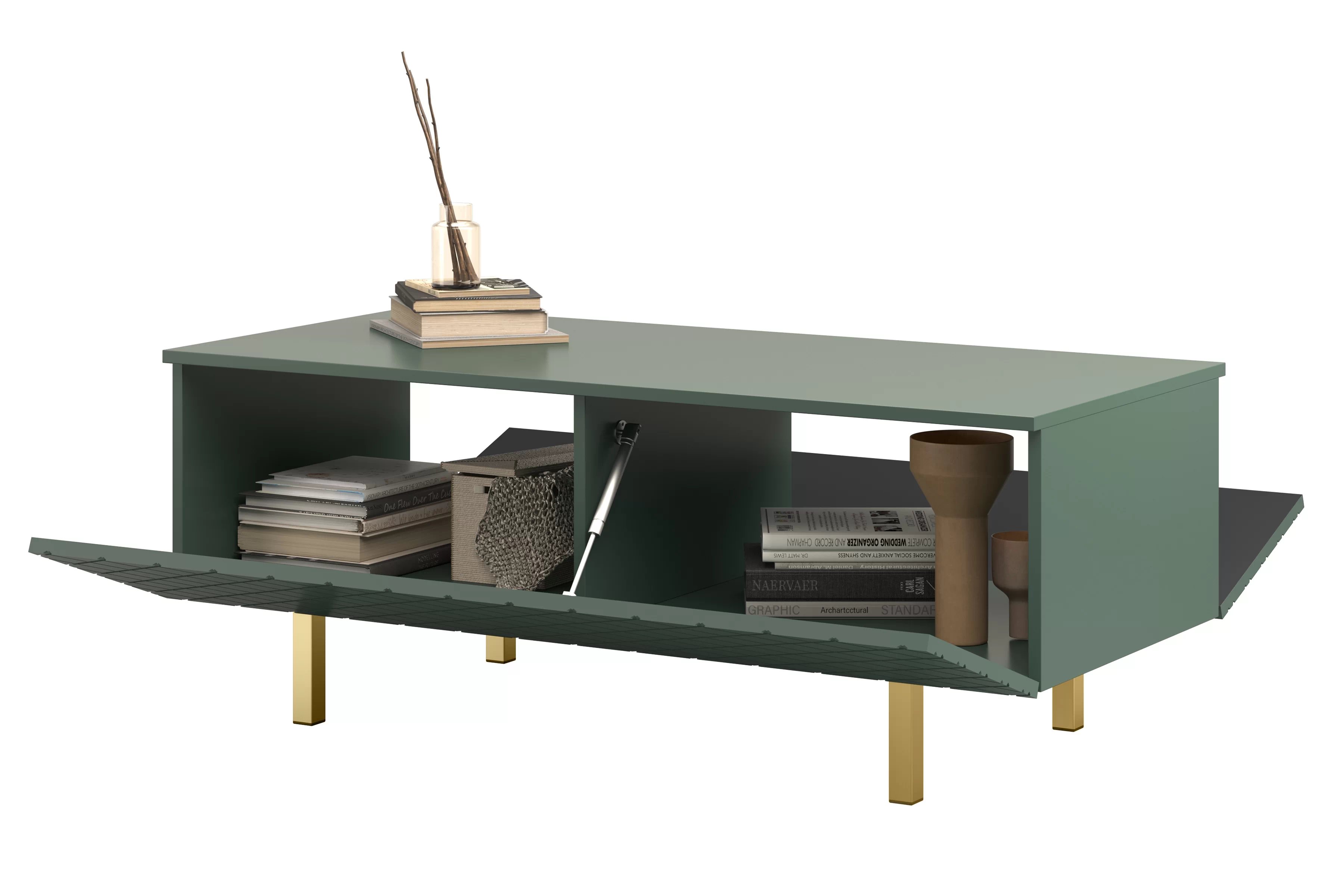 Konferenčný stolík Scalia II 120 2K s úložným priestorom - labrador mat / zlaté nožičky - Limitovaná ponuka Konferenčný stolík Scalia II 120 2K s úložným priestorom - labrador mat / zlote nožičky