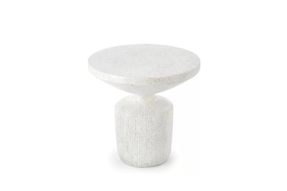 Biely konferenčný stolík Sintro 54 cm - biele terrazzo Stolík kawowy Sintro 54 cm - biale lastryko