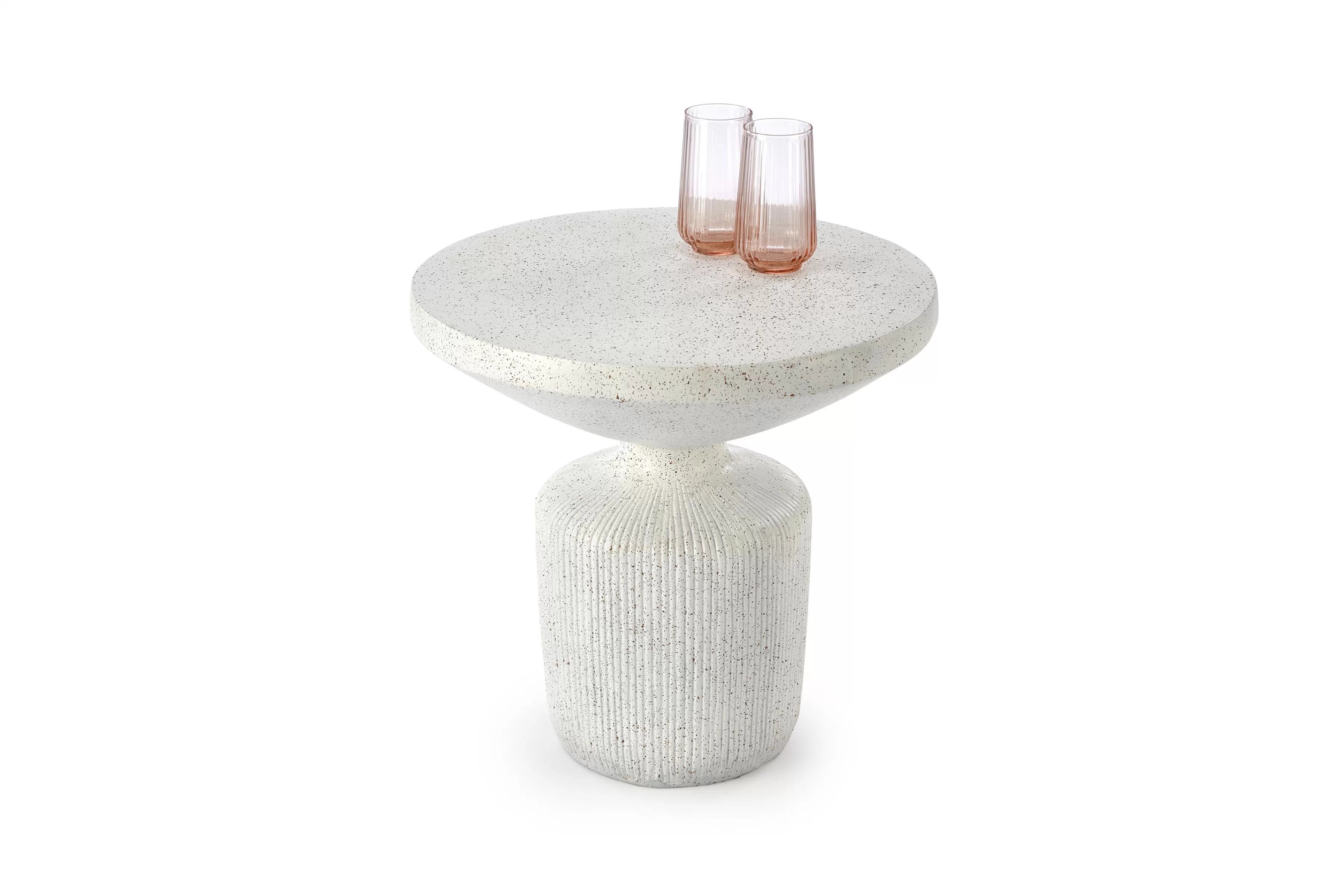 Biely konferenčný stolík Sintro 54 cm - biele terrazzo Stolík kawowy Sintro 54 cm - biale lastryko