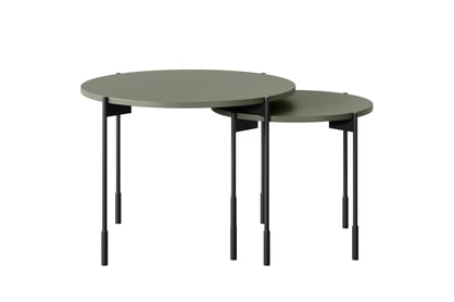 Okrúhly konferenčný stolík Sonatia 45 cm na kovových nohách - olivový Stolík kawowy Sonatia 45 cm okragly na kovových nohách - Oliva