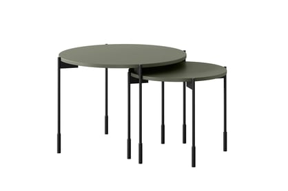 Okrúhly konferenčný stolík Sonatia 45 cm na kovových nohách - olivový Stolík kawowy Sonatia 45 cm okragly na kovových nohách - Oliva