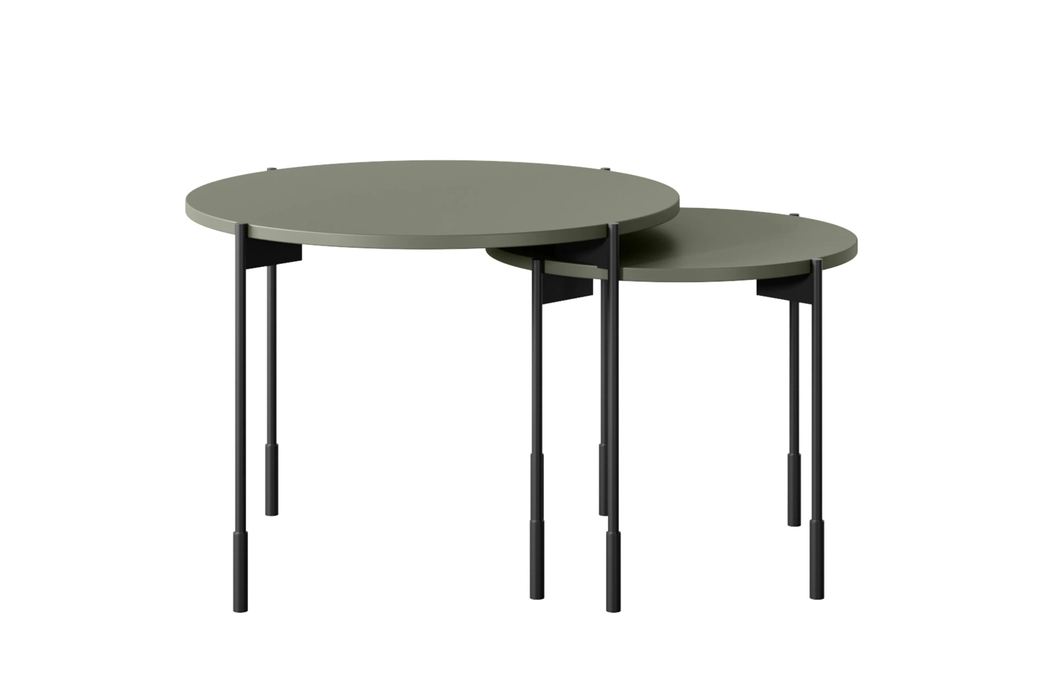 Konferenčný stolík Sonatia 60 cm okrúhly na kovových nohách - olivová Stolík kawowy Sonatia 60 cm okragly na kovových nohách - Oliva