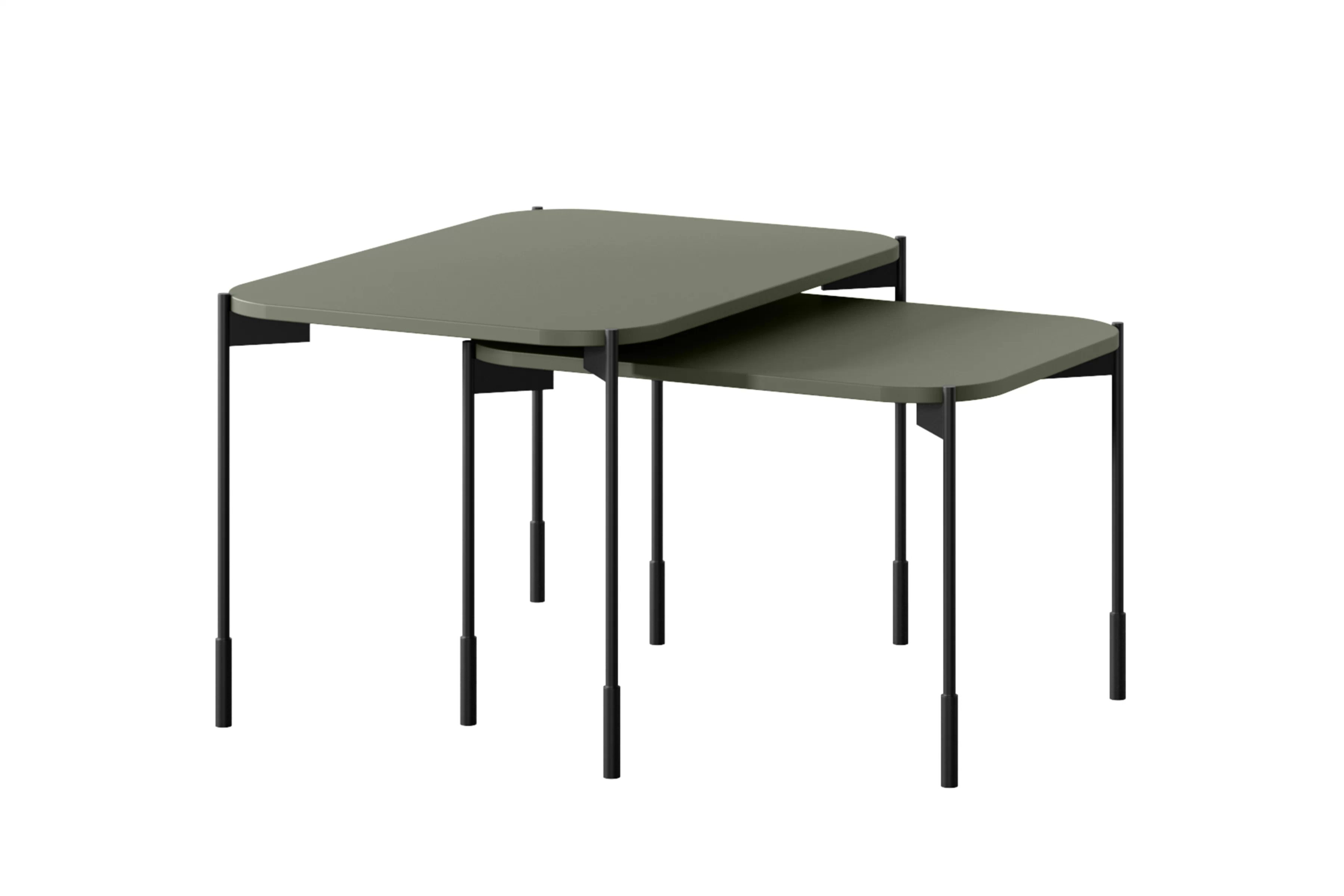 Hnedý konferenčný stolík Sonatia 60 cm s kovovými nohami - olivový Stolík kawowy Sonatia 60 cm prostokatny na kovových nohách - Oliva