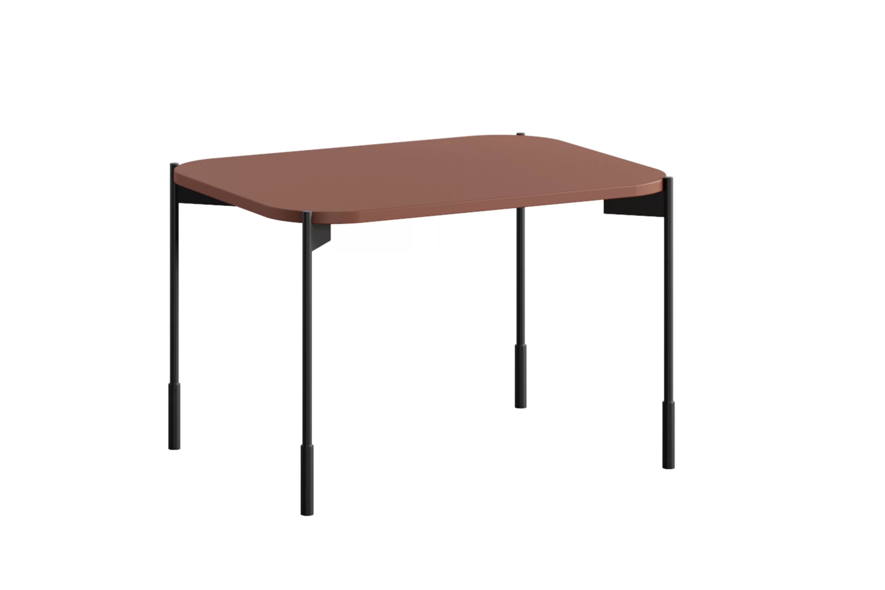 Kávový stolík Sonatia 70 cm obdĺžnikový na kovových nohách - burgund Stolík kawowy Sonatia 70 cm prostokatny na kovových nohách - burgund