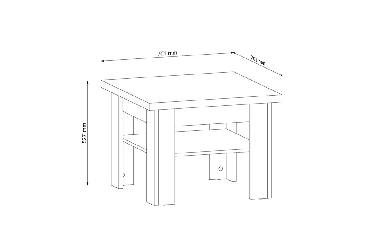 Stolík kawowy Prowansja 70 cm - Borovica andersen/Dub Lefkas Konferenčný stolík ST Prowansja - szkic z wymiarami 