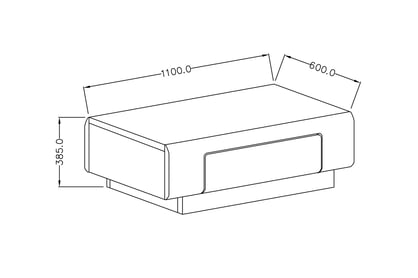 stolek kawowy Toledo 99 z szuflada 110 cm - bílý lesk / san remo Konferenční stolek Toledo 99 - Bílý lesk / san remo - Rozměry