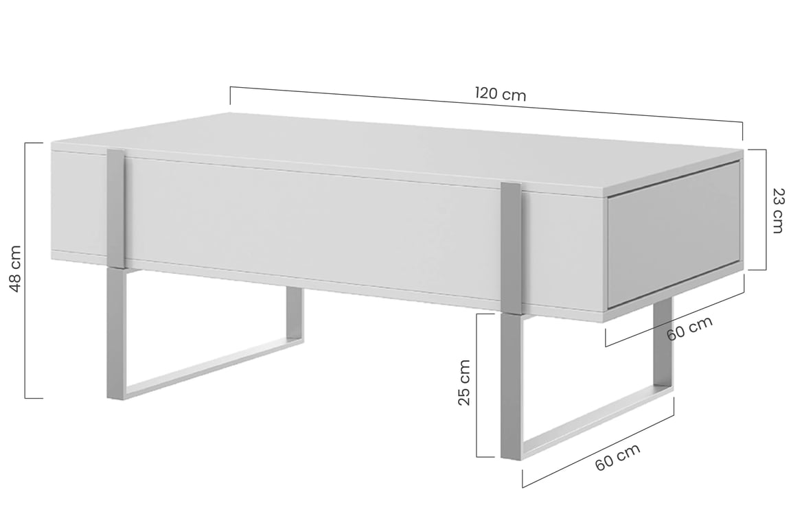 Konferenční stolek Verica 120 cm - černý beton / černé nožky stolek kawowy Verica se zásuvkami i metalowymi nogami 120 cm - černá beton / černá nozki