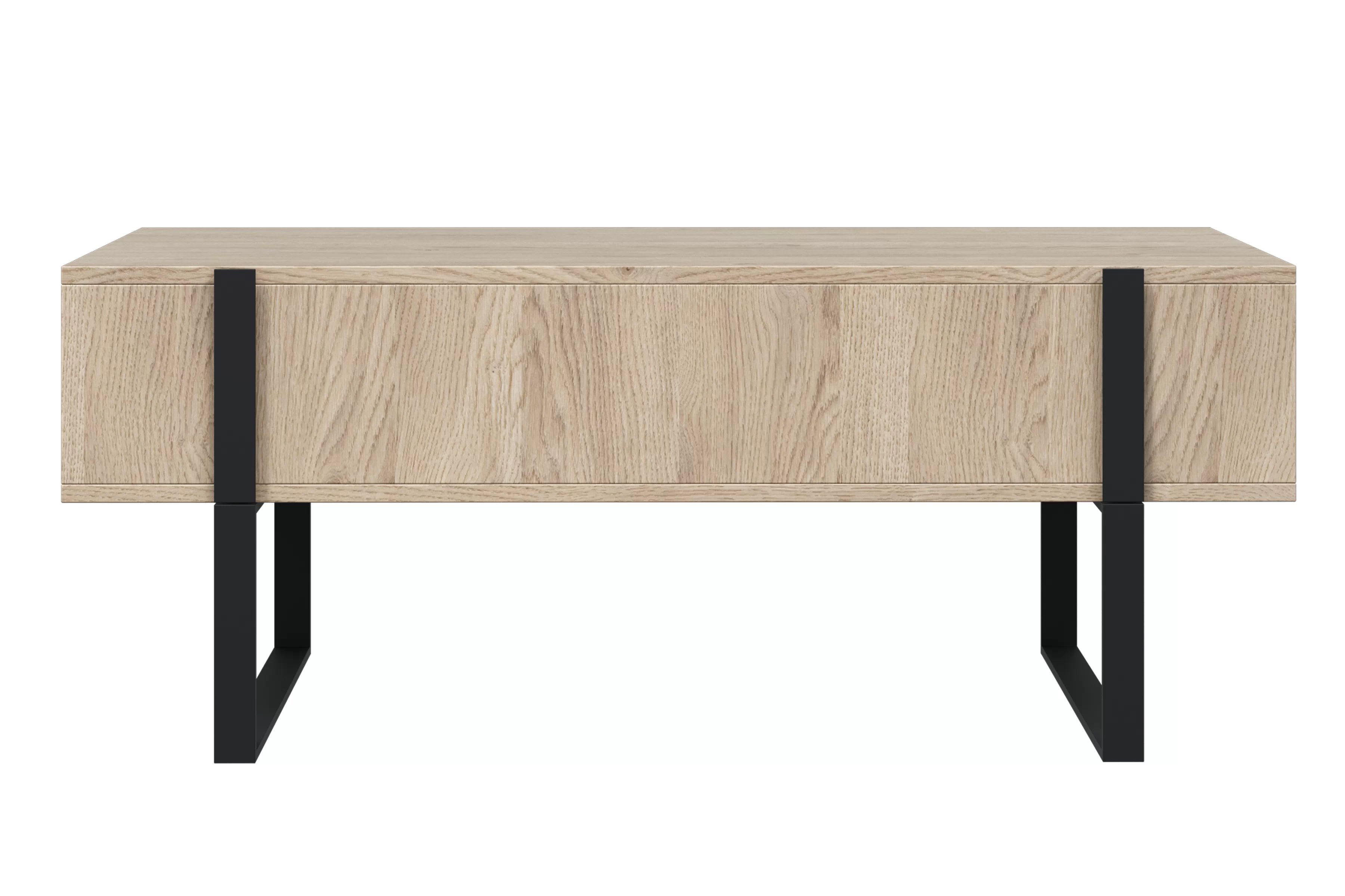 Konferenční stolek Verica 120 cm - dub piškotový / černé nožky stolek kawowy Verica se zásuvkami i metalowymi nogami 120 cm - dub biszkoptowy / černá nozki