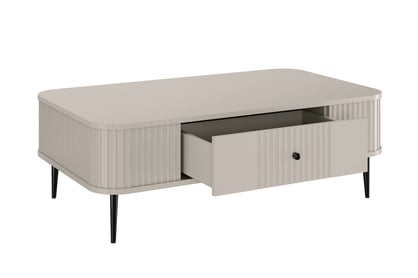 Kávový stolík Vesper 103x60 cm so zásuvkou - kasmír / čierne nohy Stolík kawowy Vesper 103x60 cm z szuflada - kašmír / čierny nožičky