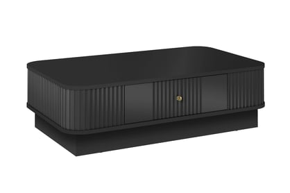 Čierny konferenčný stolík Vesper 103x60 cm so zásuvkou na sokli - zlatá úchytka