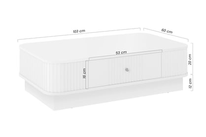 Čierny konferenčný stolík Vesper 103x60 cm so zásuvkou na sokli - zlatá úchytka Stolík kawowy Vesper 103x60 cm z szuflada na sokelu - Čierny / zlaté Úchytka
