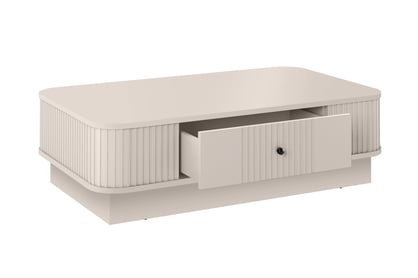 Kávový stolík Vesper 103x60 cm so zásuvkou na sokli - kasmír / čierny úchyt Stolík kawowy Vesper 103x60 cm z szuflada na sokelu - kašmír / Čierny Úchytka