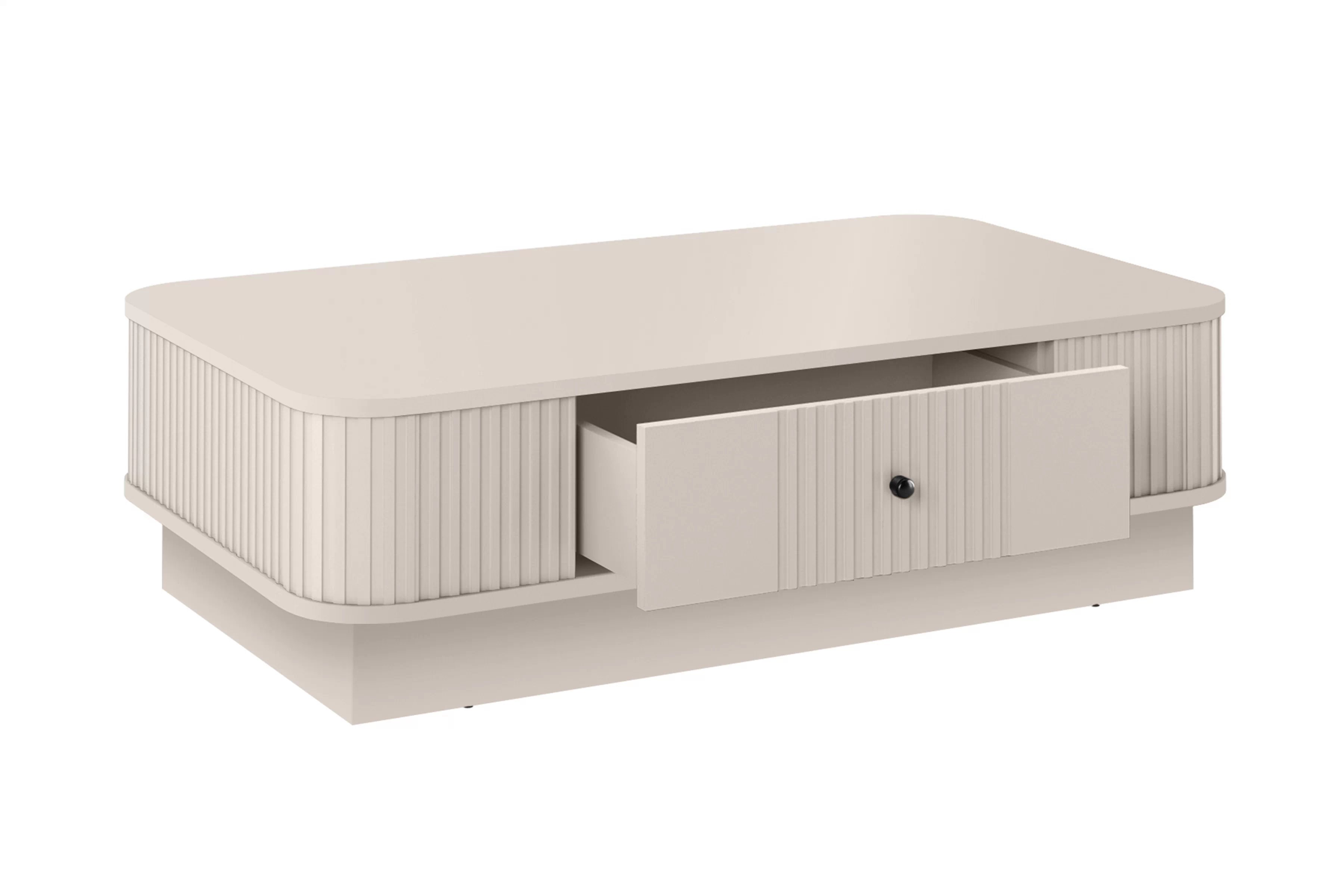 Kávový stolík Vesper 103x60 cm so zásuvkou na sokli - kasmír / čierny úchyt Stolík kawowy Vesper 103x60 cm z szuflada na sokelu - kašmír / Čierny Úchytka