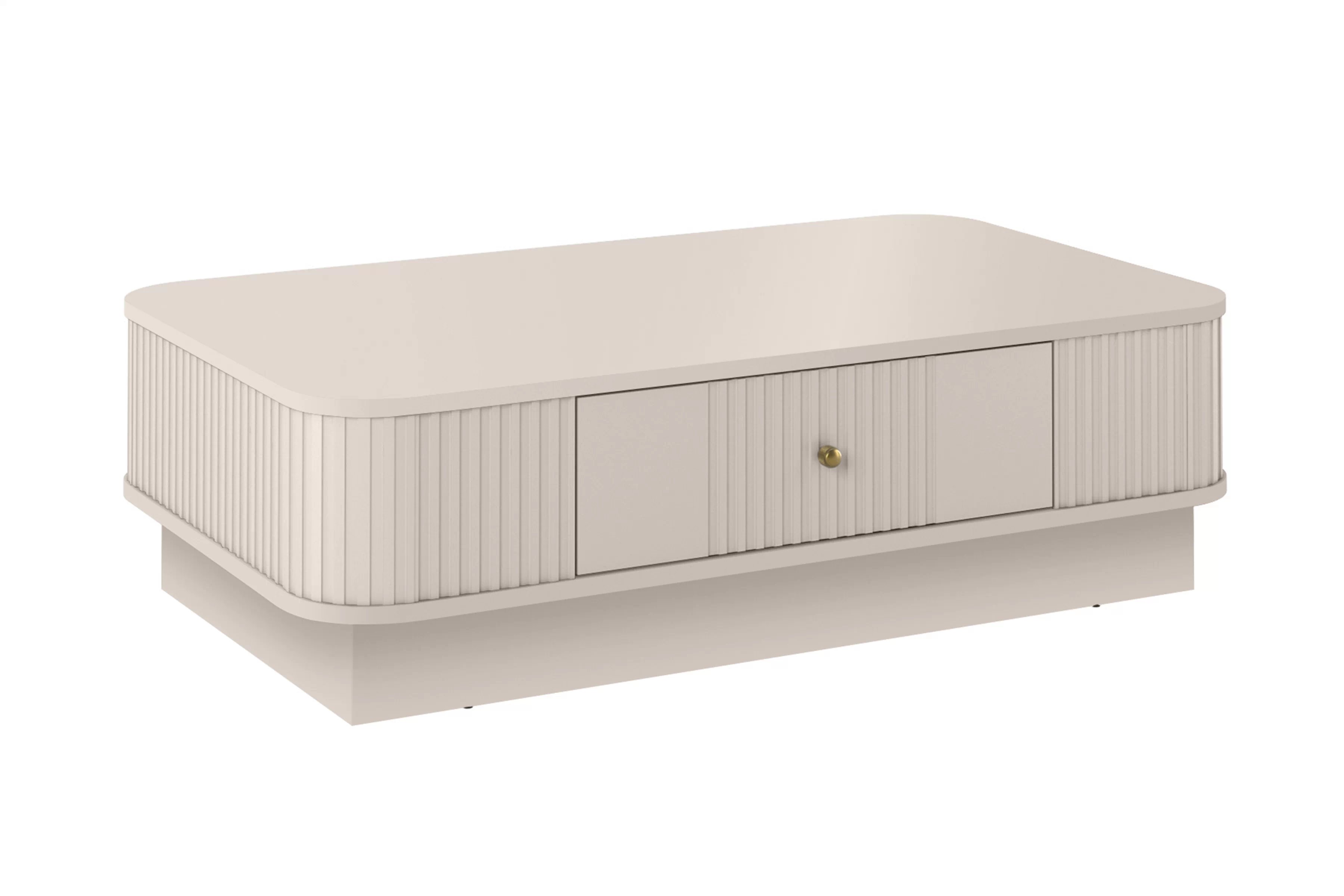 Kávový stolík Vesper 103x60 cm so zásuvkou na sokli - kašmír / zlatá úchytka Stolík kawowy Vesper 103x60 cm z szuflada na sokelu - kašmír / zlaté Úchytka