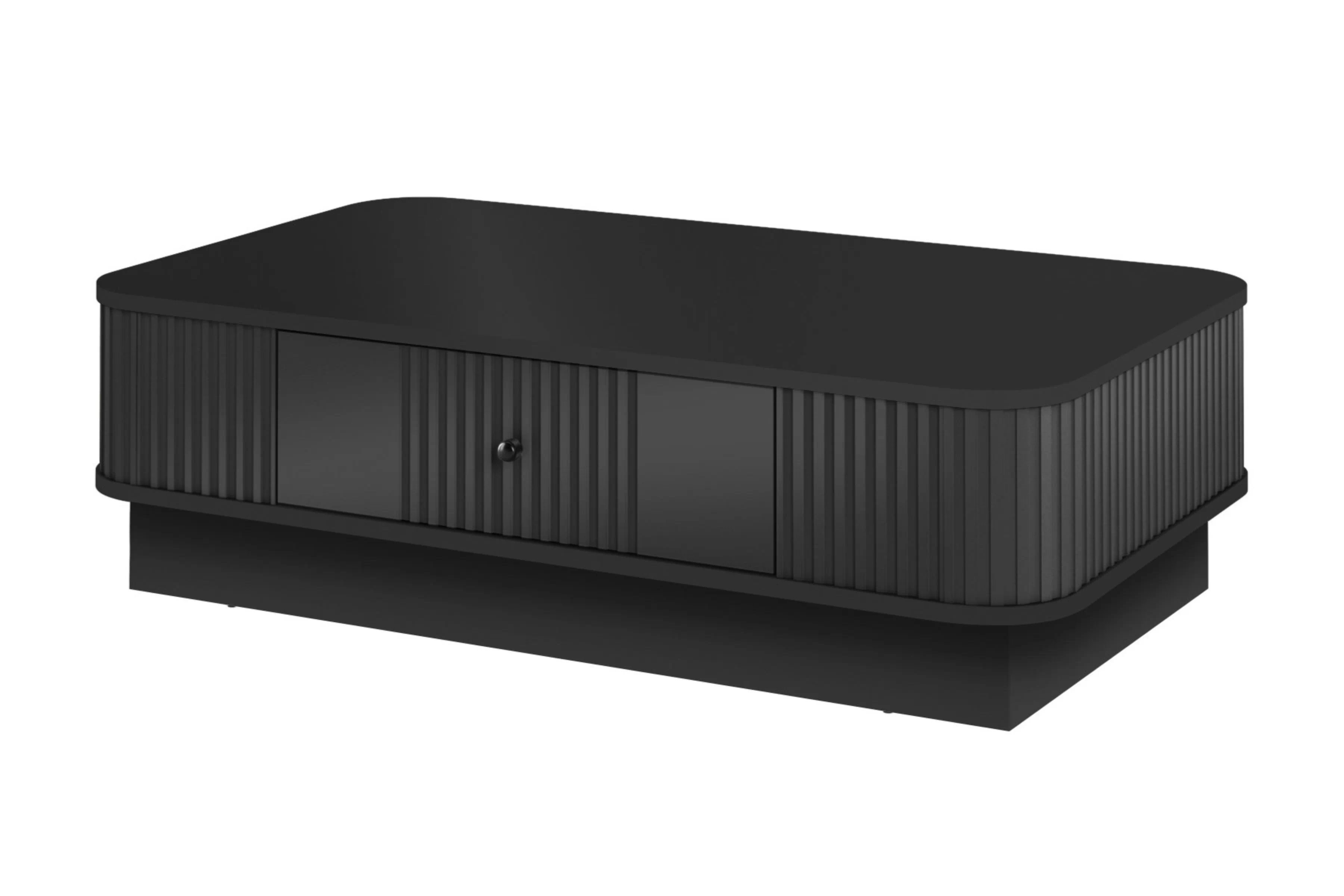 Konferenční stolek se zásuvkou Vesper 103x60 cm na soklu - černý / černá úchytka stolek kawowy z szuflada Vesper 103x60 cm - černá / černá uchwyt