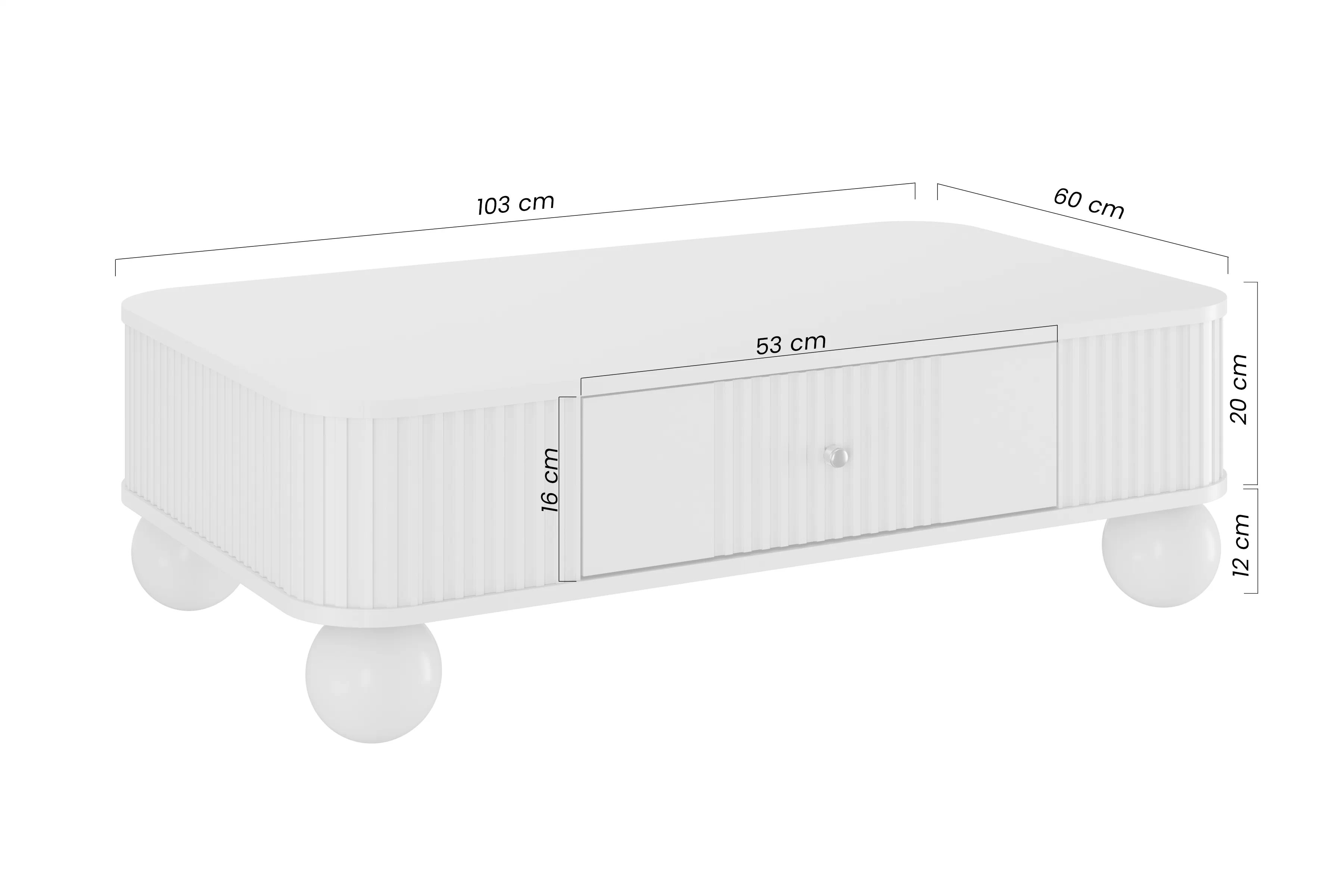 Čierny konferenčný stolík Vesper 103x60 cm so zásuvkou - zlaté úchyty / guľové nohy Stolík kawowy z szuflada Vesper 103x60 cm - Čierny / zlote úchyty / nožičky kule