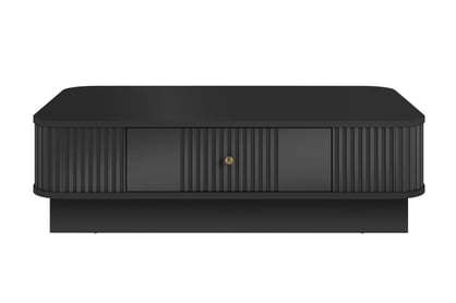 Konferenčný stolík Vespera 103x60 cm na sokli - čierna / zlatá Stolík kawowy z szuflada Vesper 103x60 cm - Čierny / zlaté Úchytka