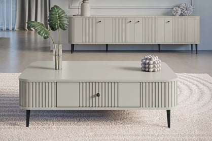 Vesper 103x60 cm-es kasmír / fekete lábak fiókkal asztal kawowy z szuflada Vesper 103x60 cm - kasmír / fekete Lábak