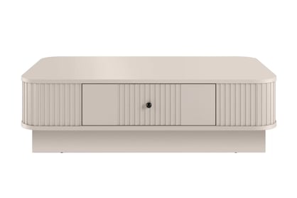 Konferenčný stolík Vespera 103x60 cm na sokli - kašmírová / čierna Stolík kawowy z szuflada Vesper 103x60 cm - kašmír / Čierny Úchytka