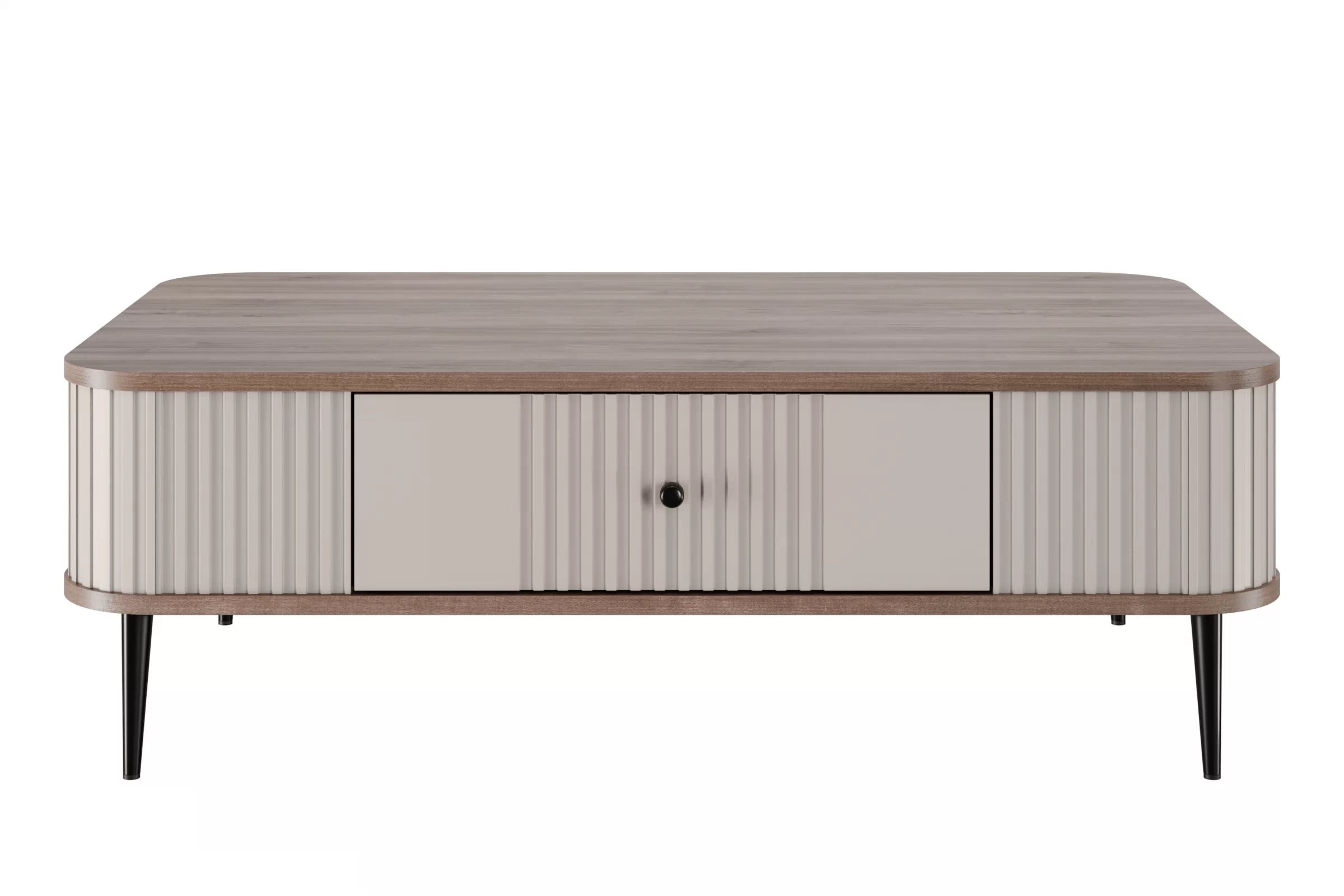 Konferenční stolek se zásuvkou Vesper 103x60 cm - kašmír / ořech / černé nohy stolek kawowy z szuflada Vesper 103x60 cm - kašmír / ořech / černá Nohy