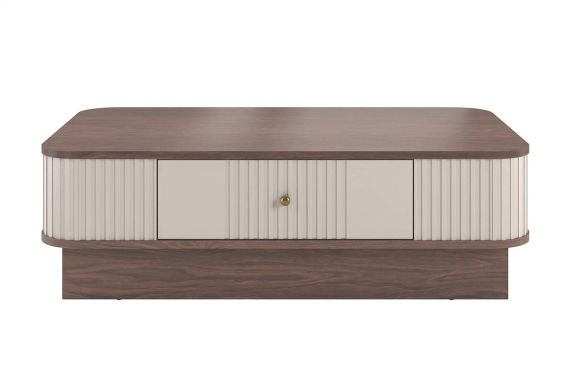 Stolík kawowy z szuflada Vesper 103x60 cm - kašmír / Orech / zlote úchyty Stolík kawowy z szuflada Vesper 103x60 cm - kašmír / Orech / zlaté Úchytka