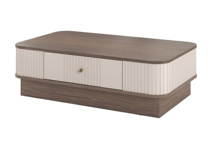 Stolík kawowy z szuflada Vesper 103x60 cm - kašmír / Orech / zlote úchyty