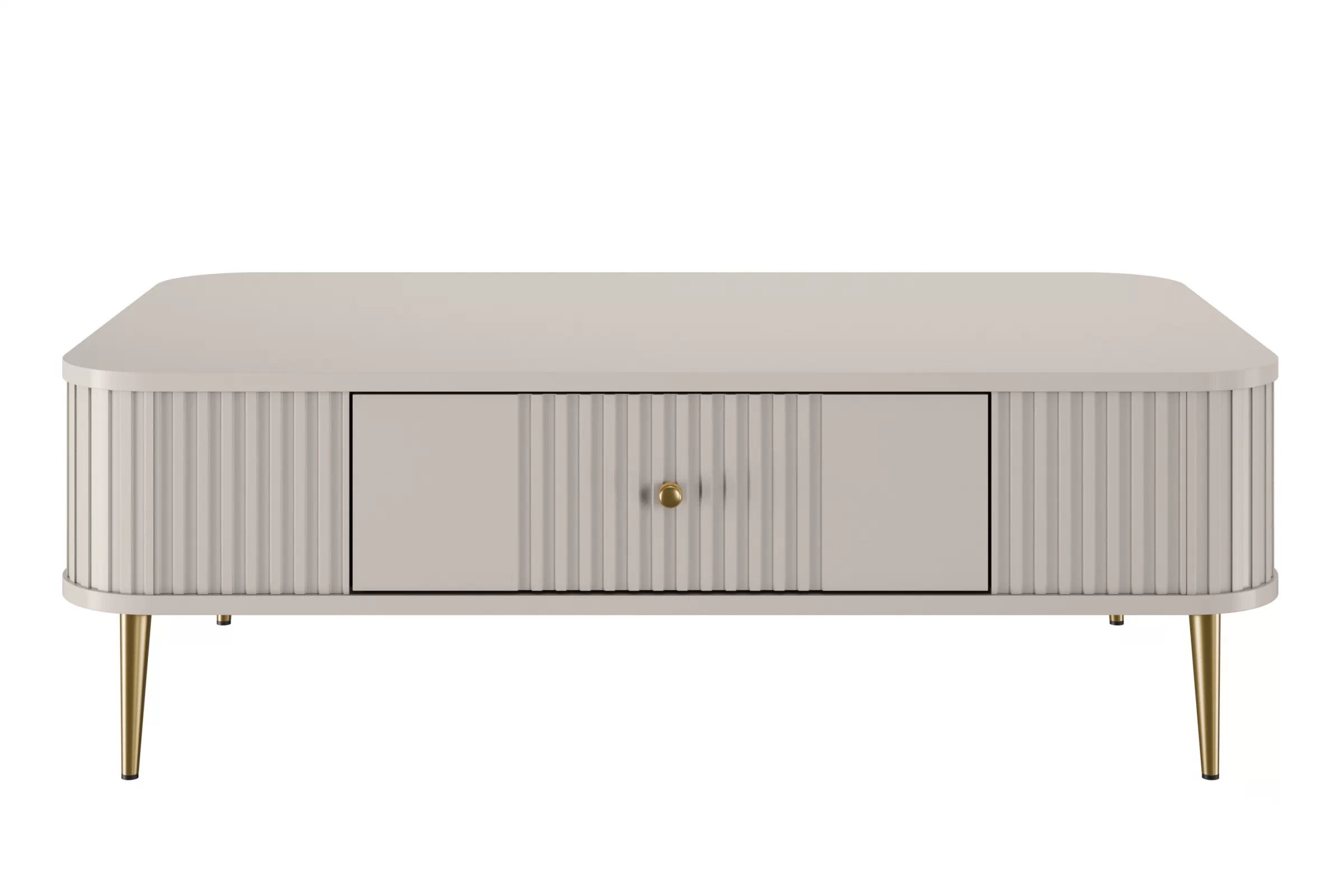 Konferenční stolek se zásuvkou Vesper 103x60 cm - kašmír / zlaté nohy stolek kawowy z szuflada Vesper 103x60 cm - kašmír / zlote Nohy