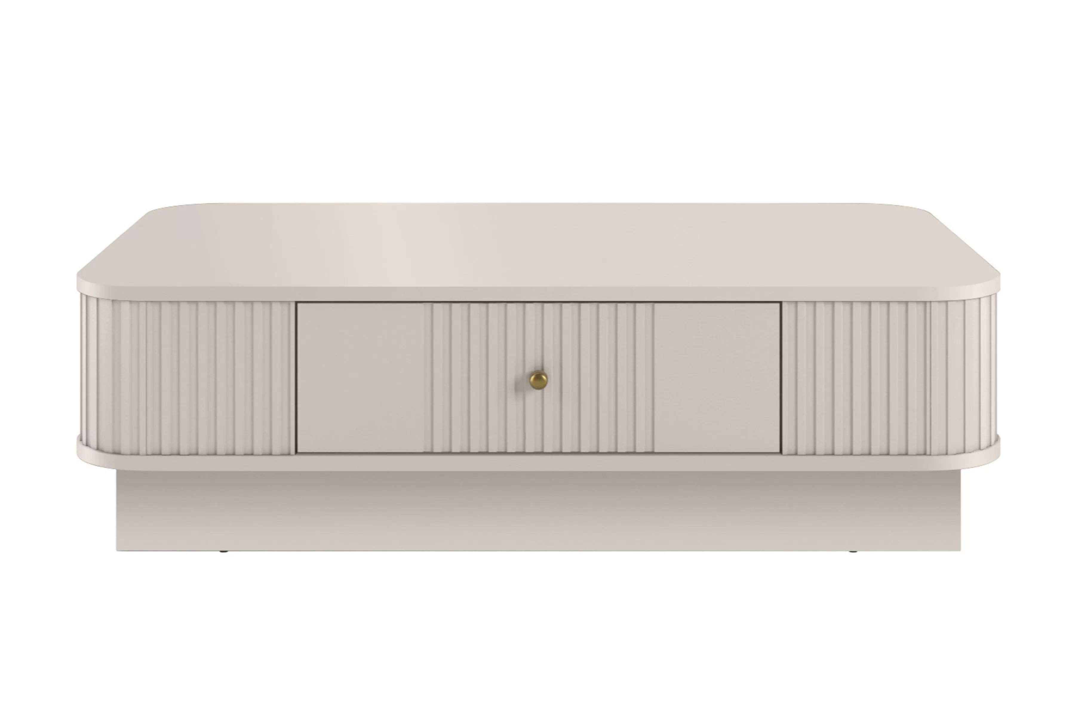 Konferenční stolek Vesper 103x60 cm - kašmírová / zlatá úchytka stolek kawowy z szuflada Vesper 103x60 cm - kašmír / zlatá uchwyt