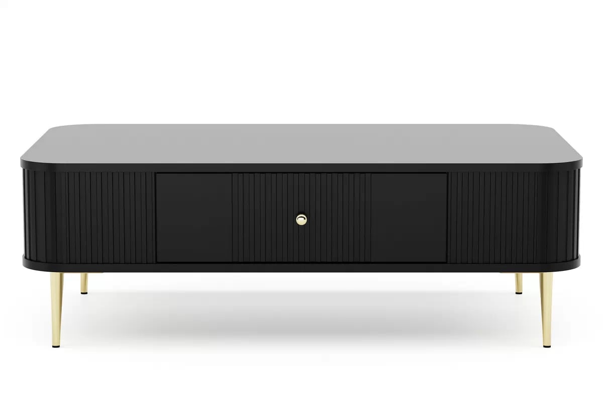 Konferenčný stolík Vespera 103x60 cm - čierna / zlaté nožičky Konferenčný stolík z szuflada Vespera 103x60 cm - Čierny / zlote nožičky