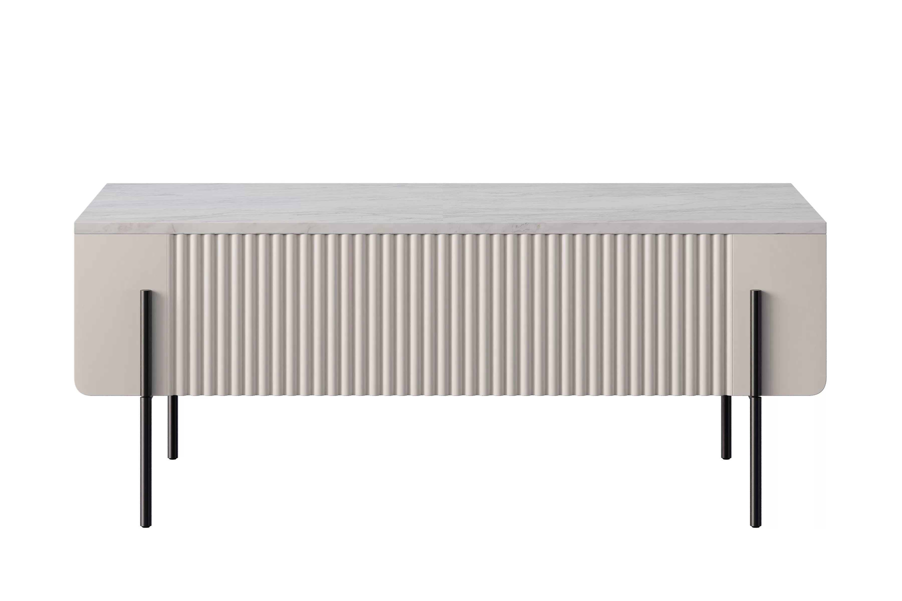 Konferenčný stolík Malmi 100 cm - kašmírová / crema bianca / čierna Stolík kawowy so zásuvkami Malmi 100 cm - kašmír / crema bianca / čierny nozki