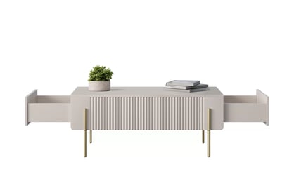 Kávový stolík Malmi 100 cm so zásuvkami - kašmír / zlaté nožičky Stolík kawowy so zásuvkami Malmi 100 cm - kašmír / zlote nozki