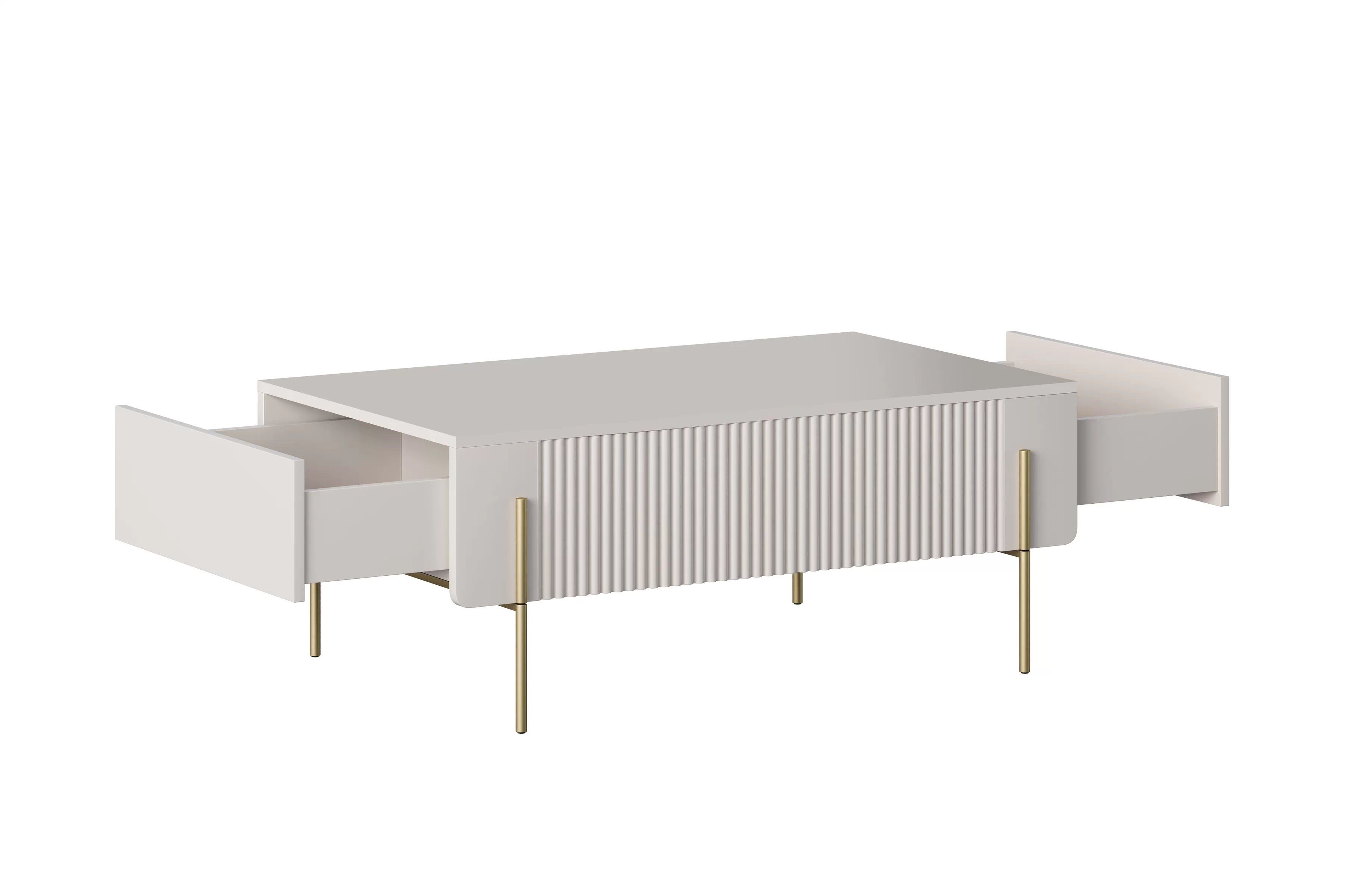 Kávový stolík Malmi 100 cm so zásuvkami - kašmír / zlaté nožičky Stolík kawowy so zásuvkami Malmi 100 cm - kašmír / zlote nozki