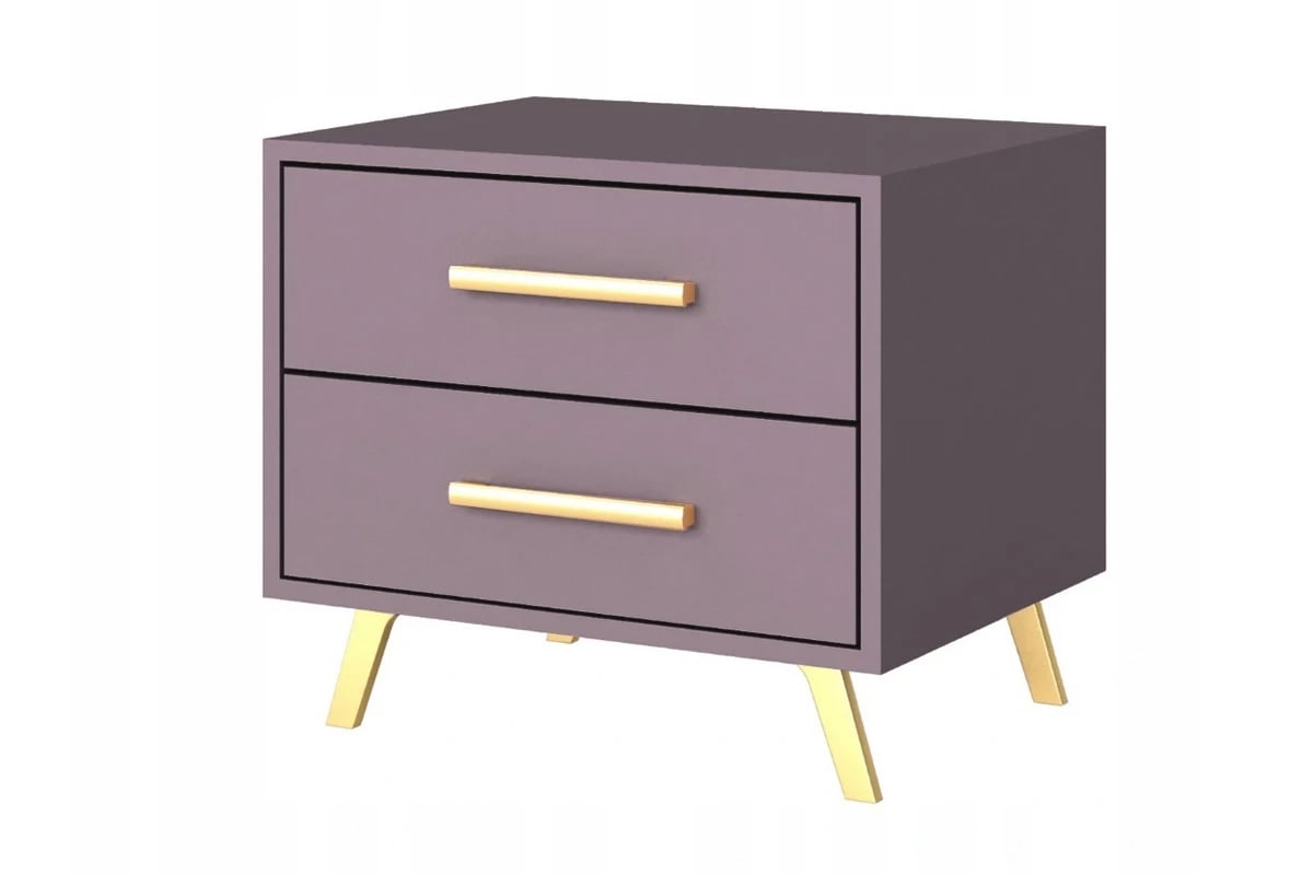 Noční stolek Bali 54 cm se zásuvkami  - švestka Růžová Noční stolek