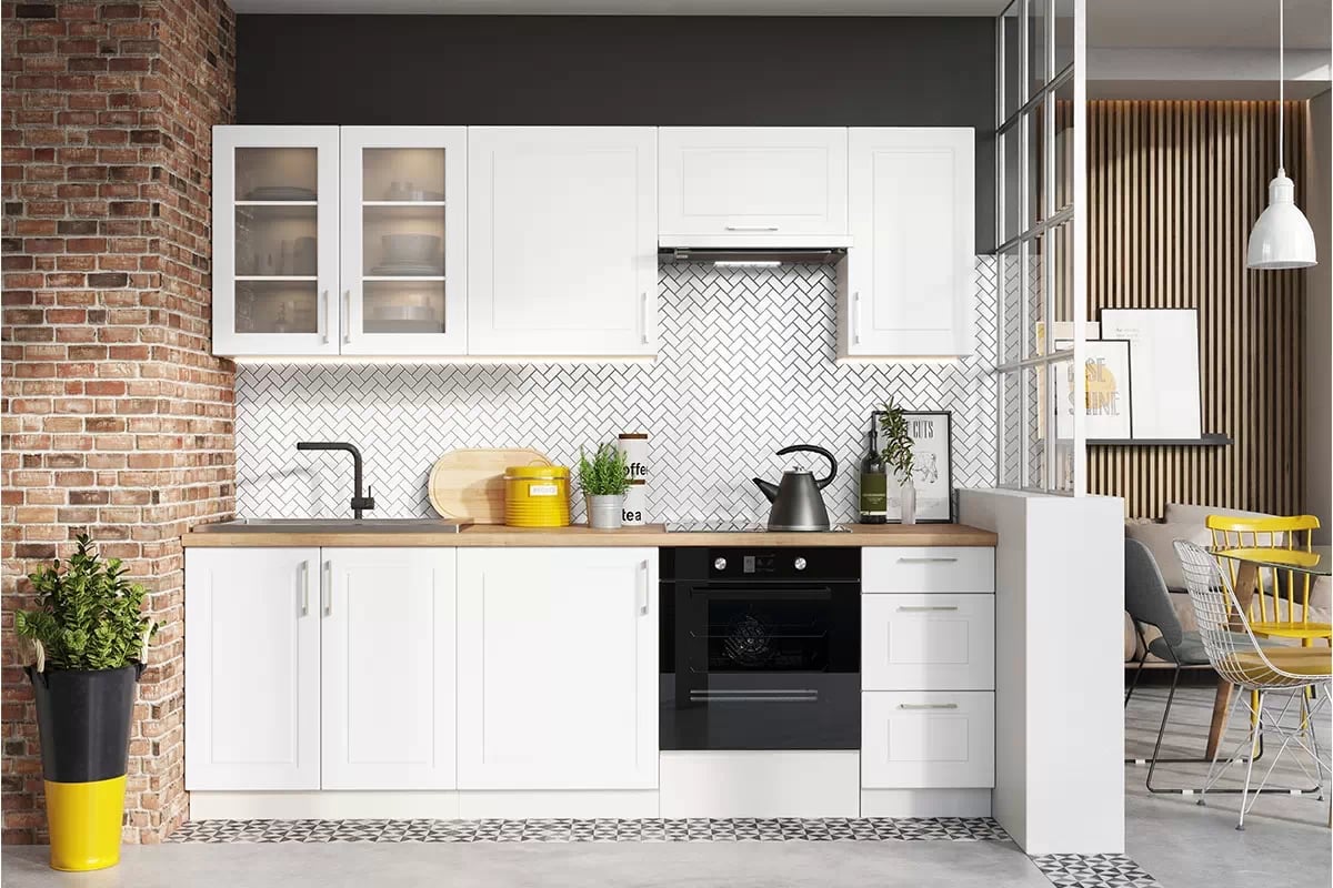 Kuchyňská linka Natalia 240 cm - bílý lesk Komplet nábytku kuchennych Natalia 240cm - Bílý lesk