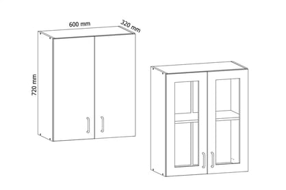Horní kuchyňská skříňka Sycylia G60S prosklená - ořech milano Rozměry Skříňky 
