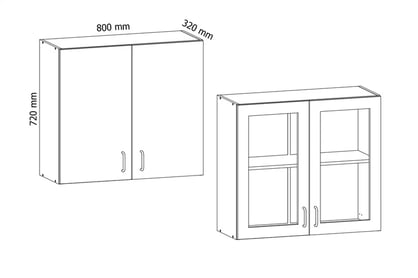 Horní kuchyňská skříňka Sycylia G80S prosklená - ořech milano Rozměry Skříňky 